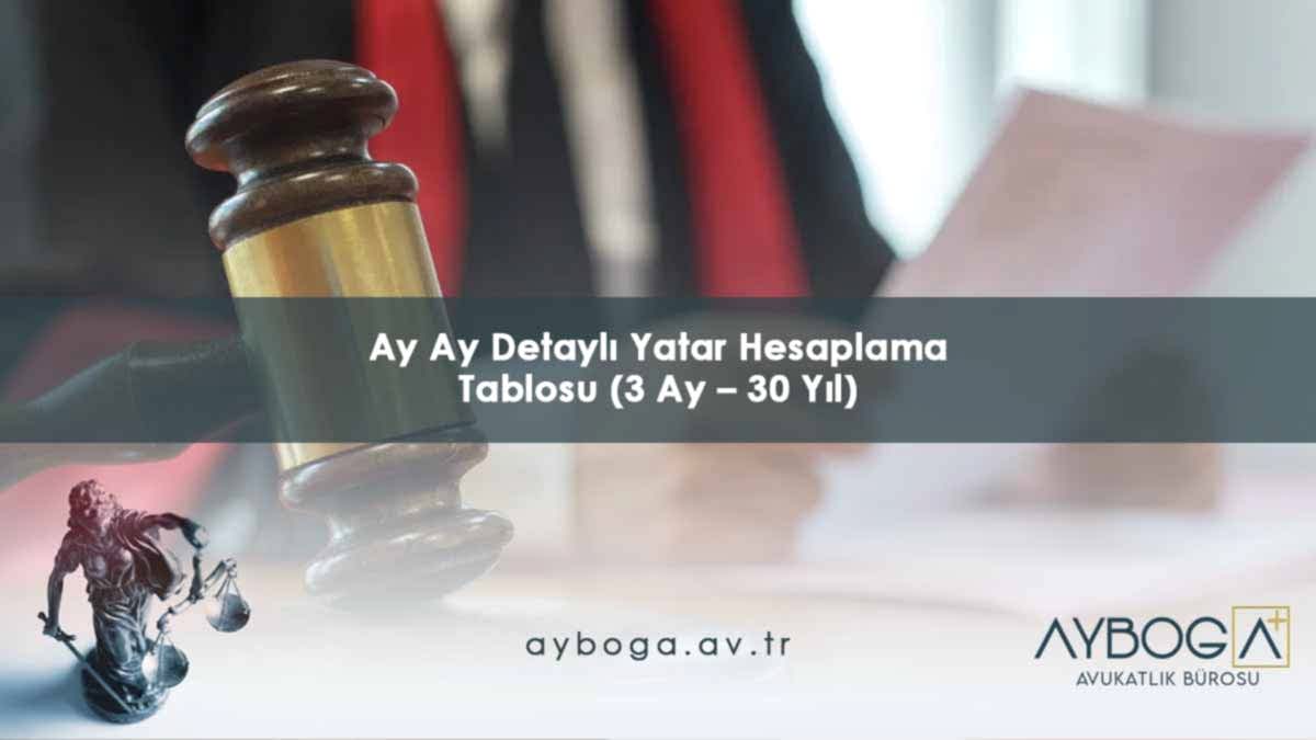 Ay Ay Detaylı Yatar Hesaplama Tablosu (3 Ay – 30 Yıl)